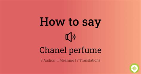 chanel perfume pronunciation